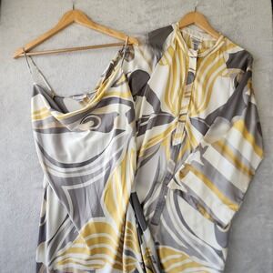 Natori Caftan Slip Dress Night Gown Set Womens Size Large Satin Robe Zip Kaftan
